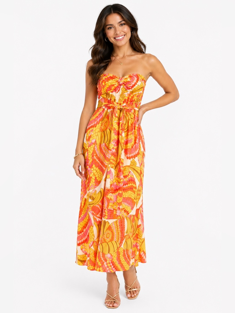 EUC‎ Silk Trina Turk x Banana Republic Size 4 Small Vibrant Strapless Maxi Dress